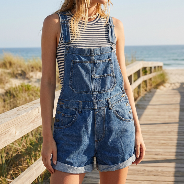 Sleeveless Denim Jumpsuit Casual Chic