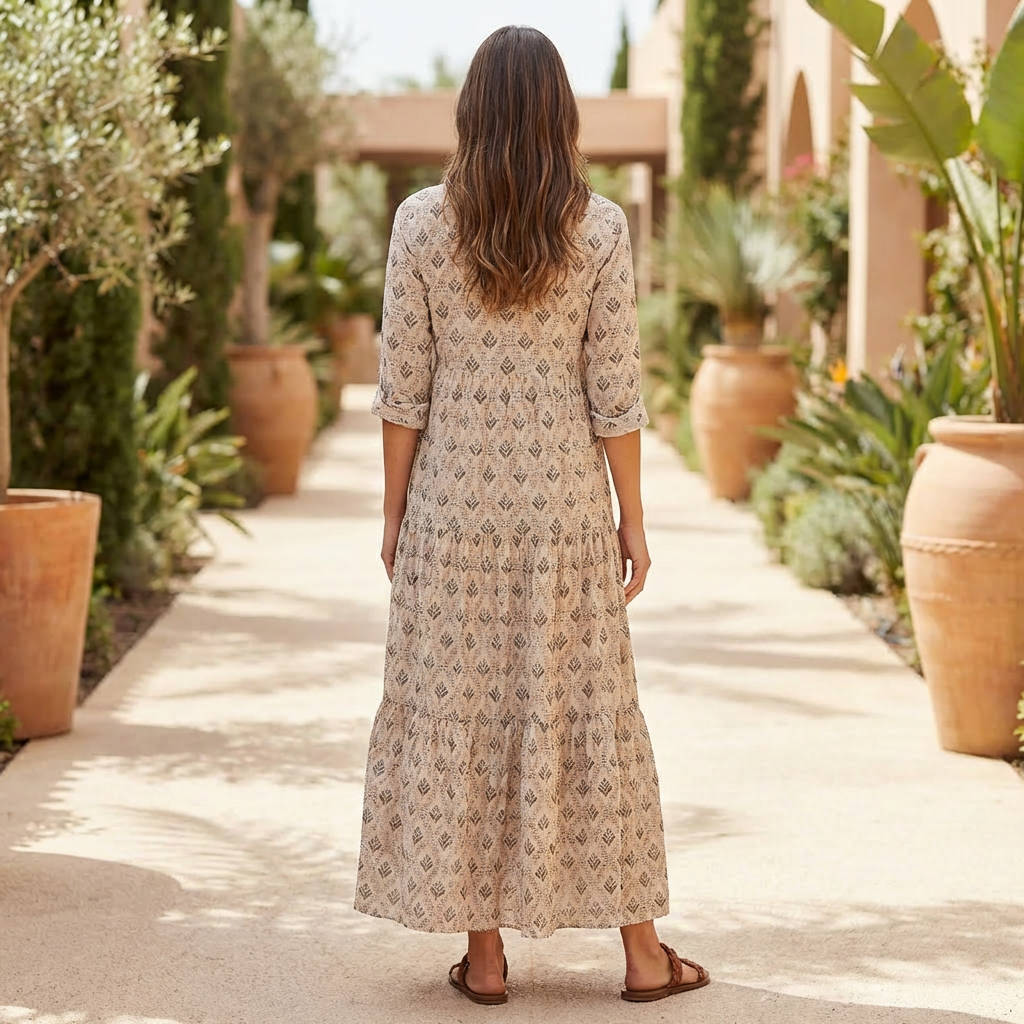 Vintage Charm Boho Print Long Dress for Women