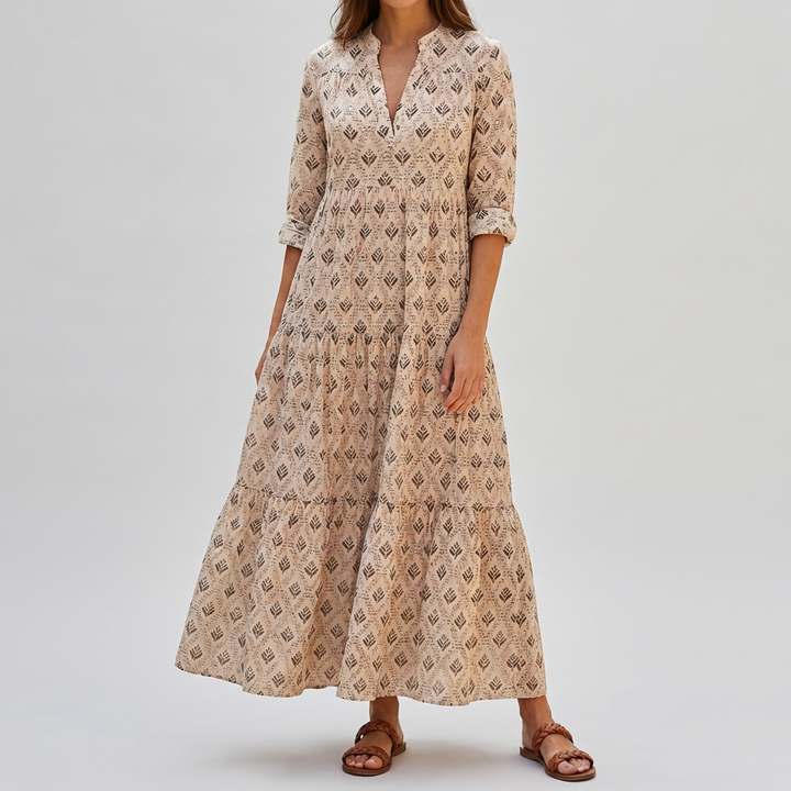 Vintage Charm Boho Print Long Dress for Women