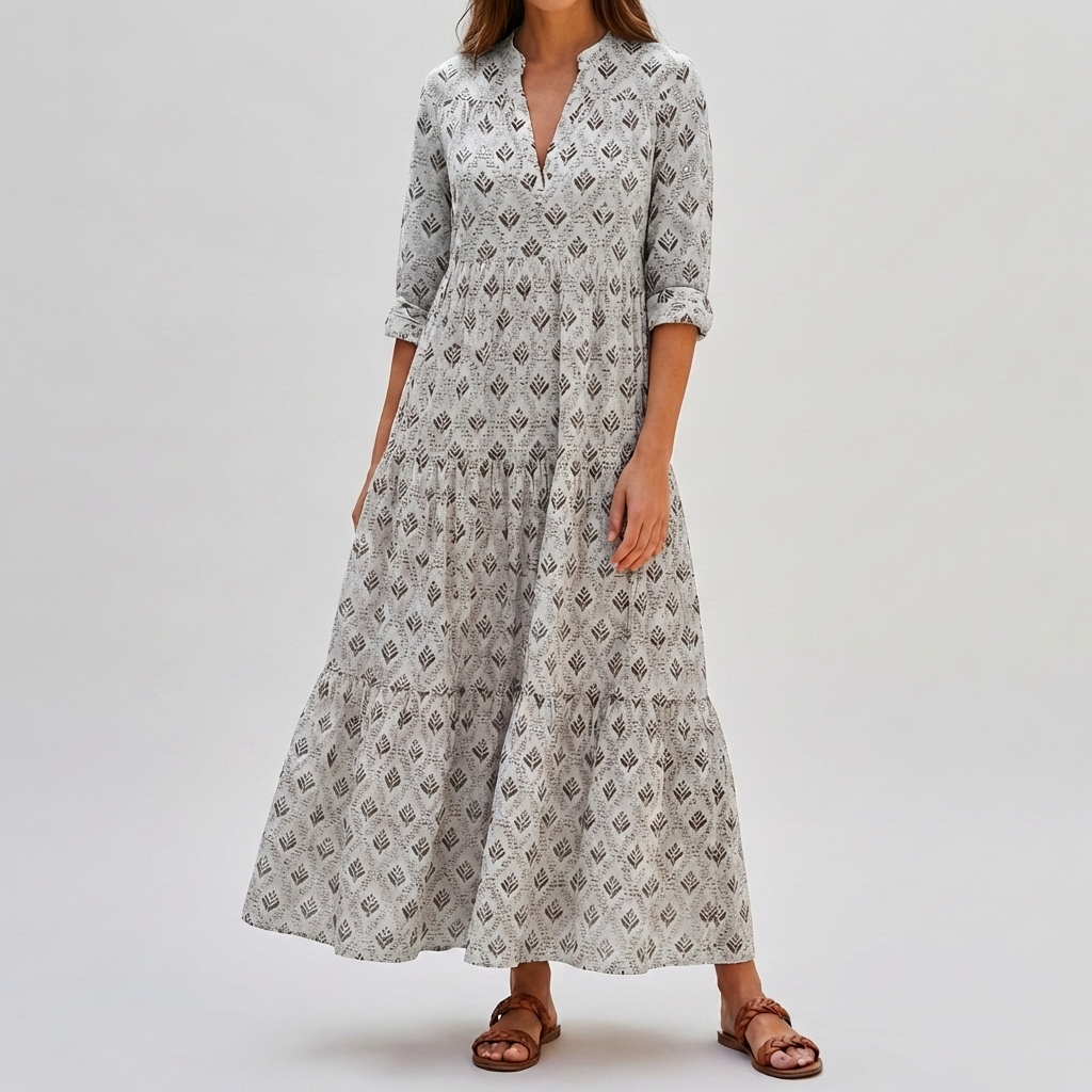 Vintage Charm Boho Print Long Dress for Women