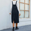 Women Midi Denim Pinafore Dress
