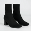 Knit Ankle Sock Boot With Square Heel