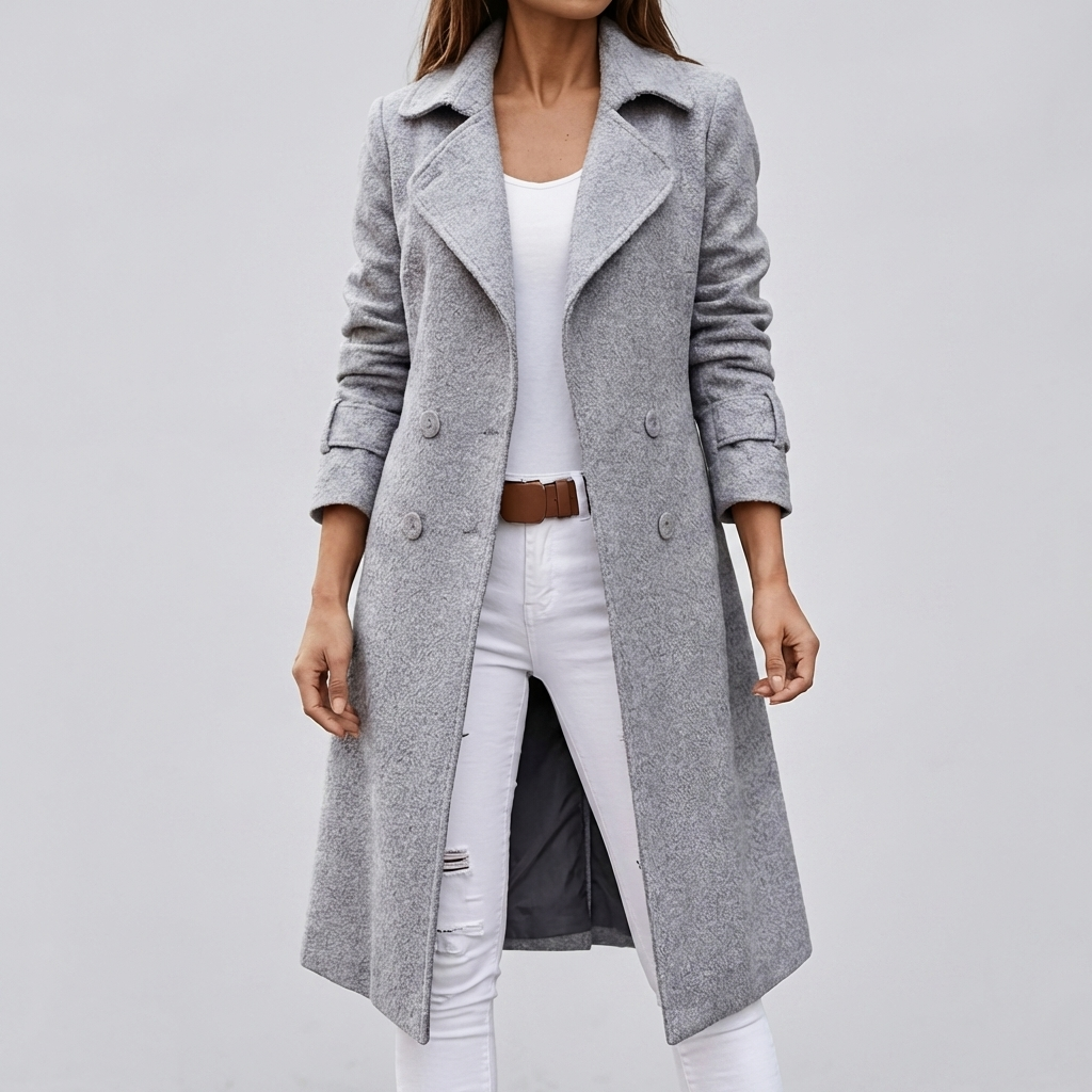 Wool-like Double Breasted Coat for Women