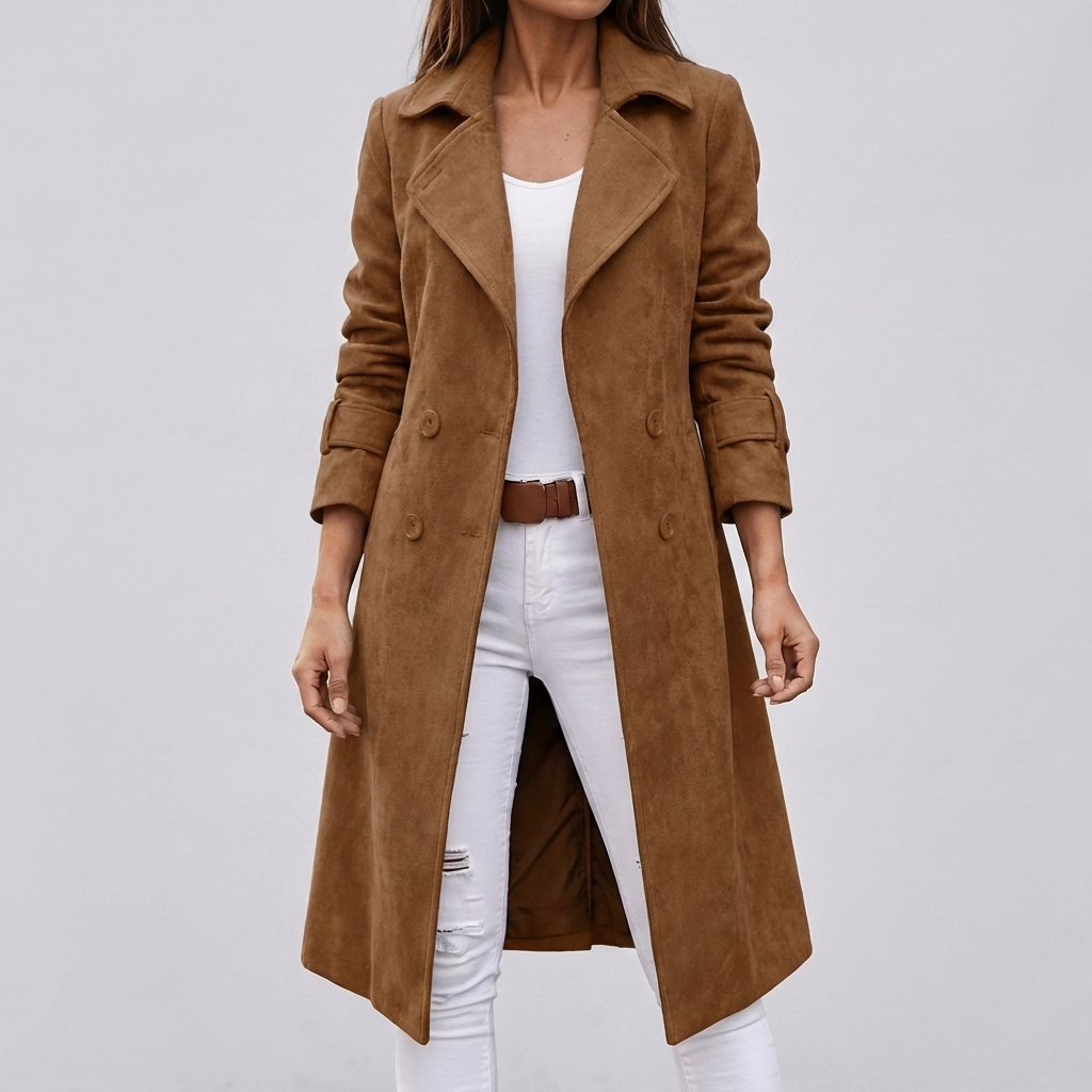 Wool-like Double Breasted Coat for Women
