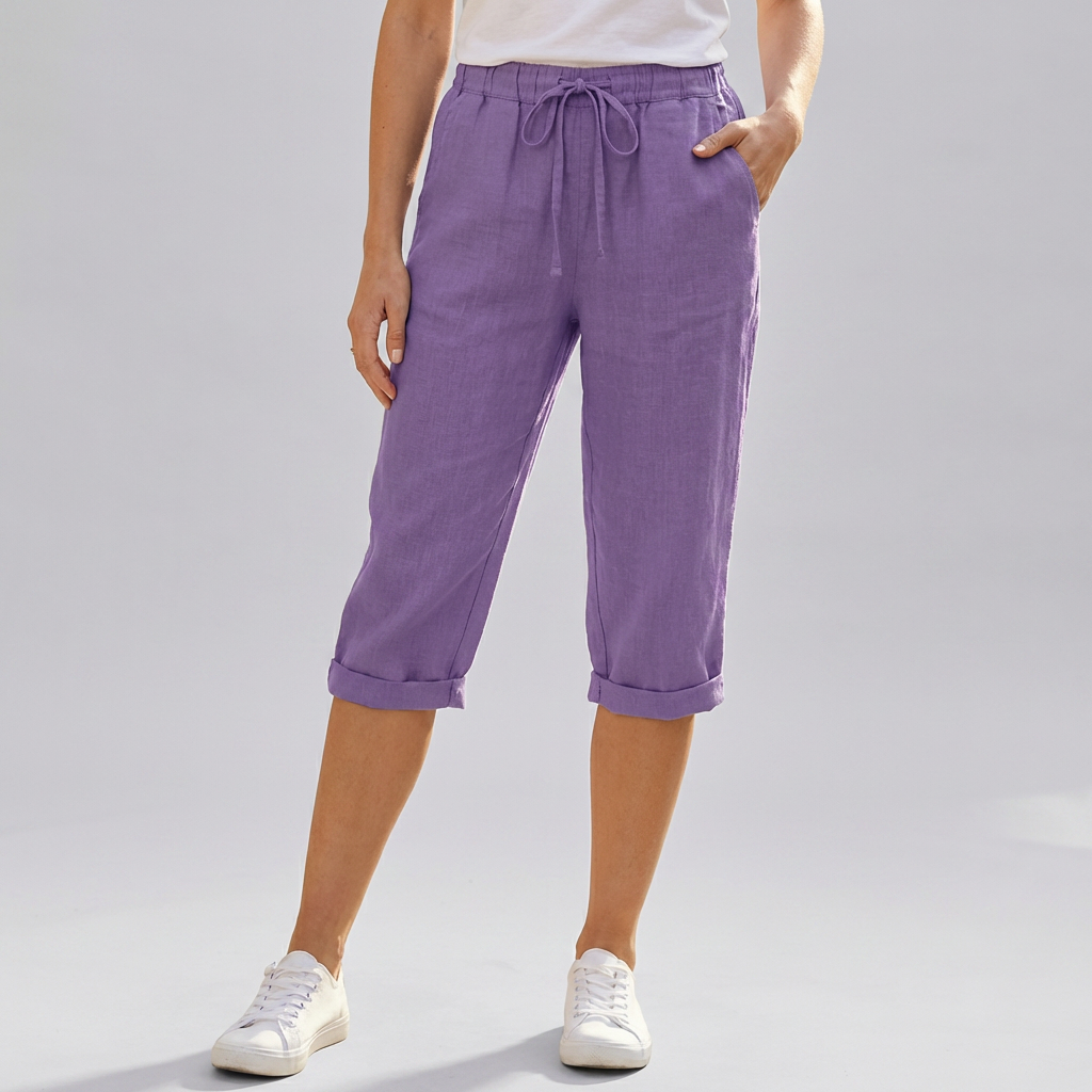 Women’s Cotton Linen Harem KneeLength Shorts