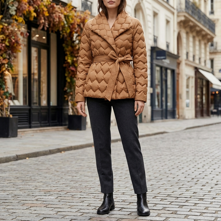 Womens Down Coat with Belt