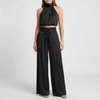Draped Halter Top And Wide-Leg Trouser Set for Women