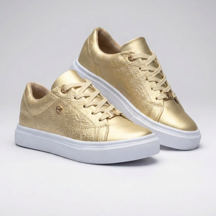 Embossed Platform Lace-Up Sneaker