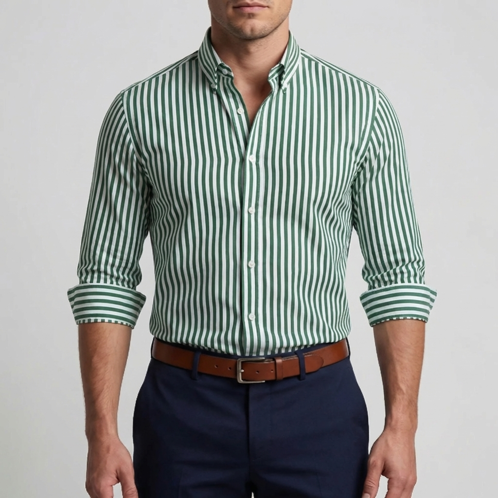Long Sleeve Striped Button-Down Shirt