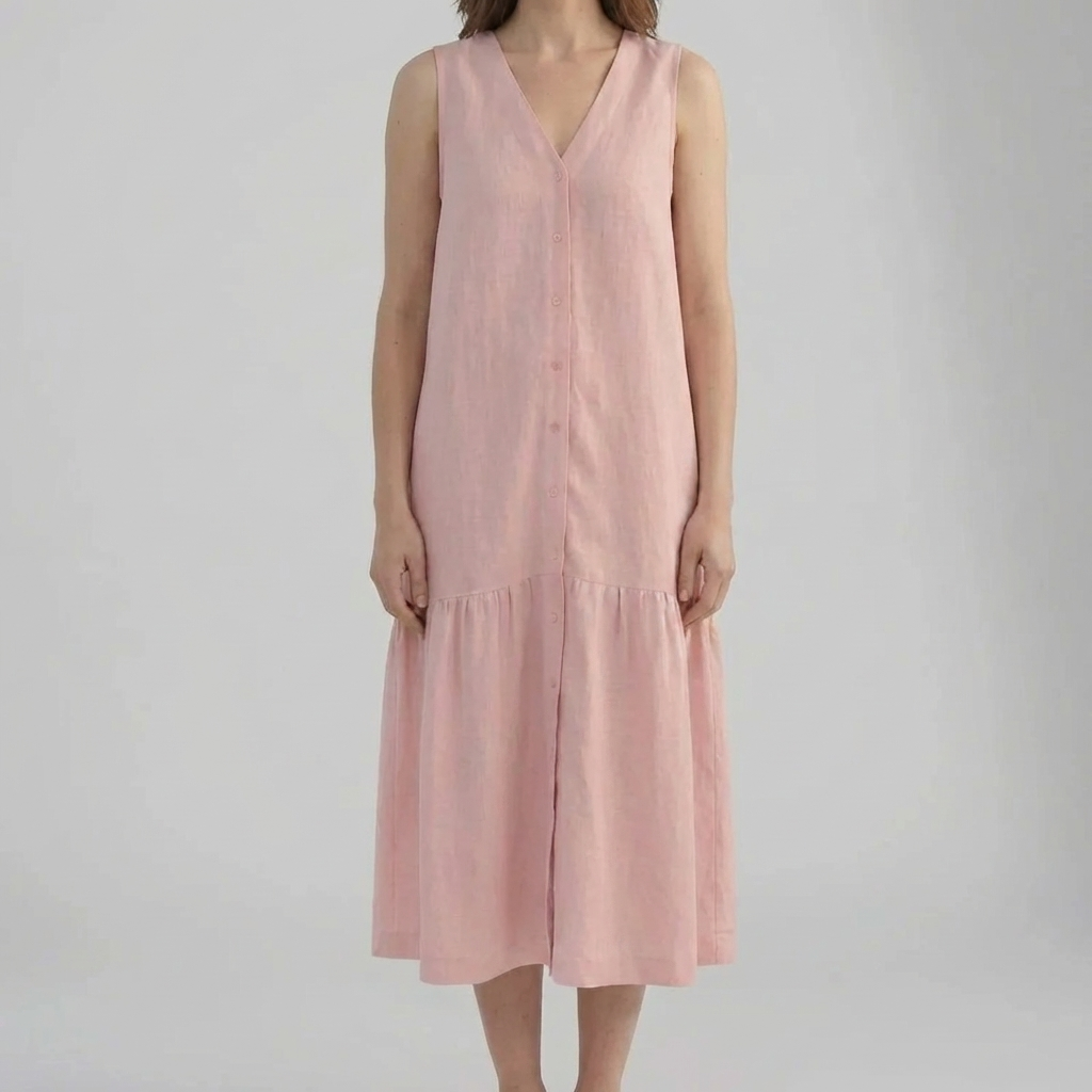 Sleeveless V-Neck Midi Dress for Women