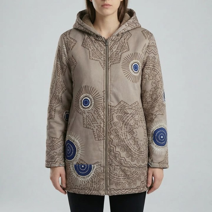 Floral Print Hooded Winter Coat for Women