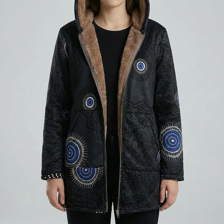 Floral Print Hooded Winter Coat for Women