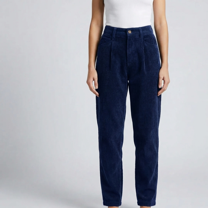 High-Rise Straight-Leg Corduroy Pants