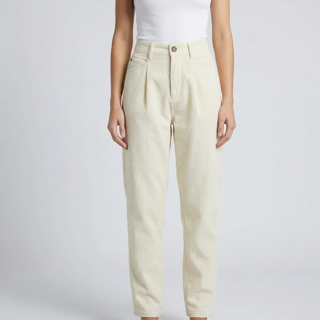 High-Rise Straight-Leg Corduroy Pants