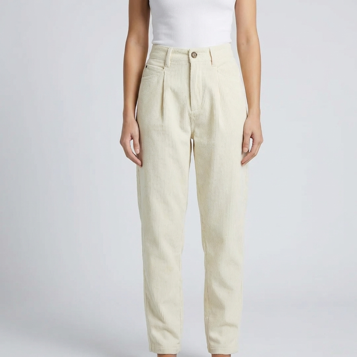 High-Rise Straight-Leg Corduroy Pants