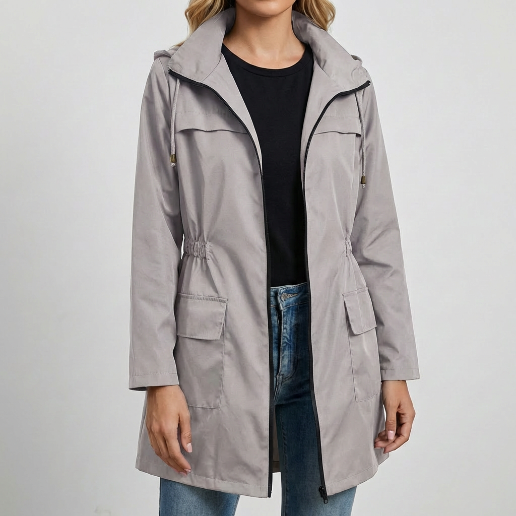 Lightweight Hooded Utility Coat for Women