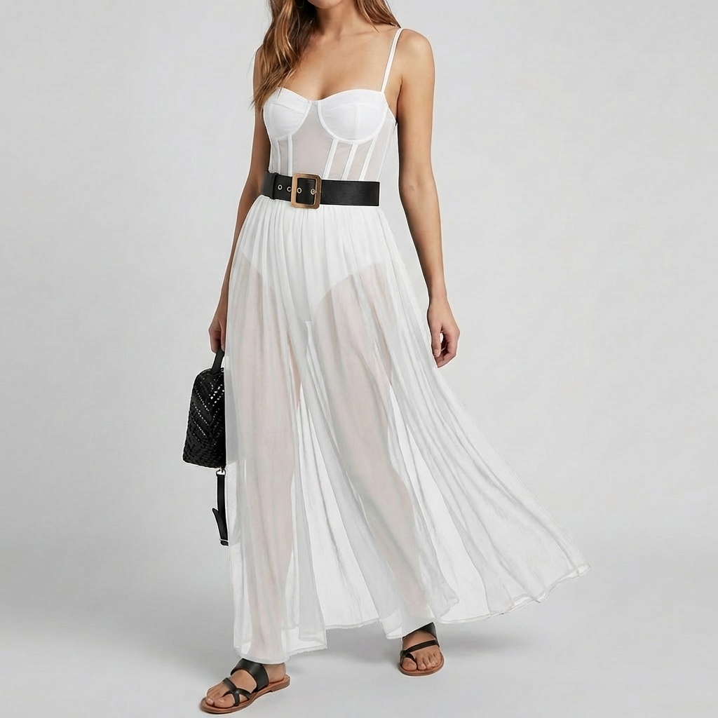 Sheer Boho Layered Dress for Women