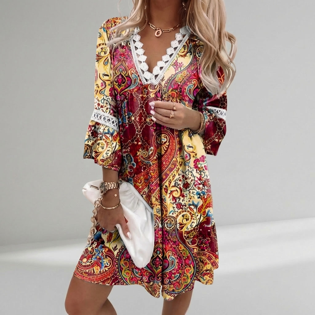Boho Summer Dress with Crochet Details