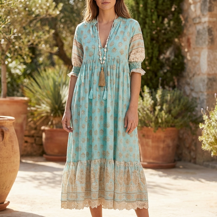 Bohemian Lantern Sleeve Dress