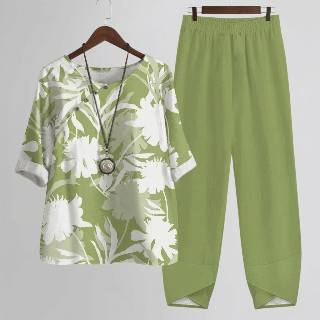Vintage Floral Two-Piece Set for Women
