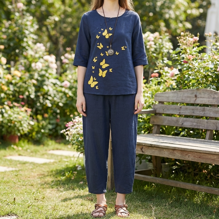 Vintage Floral Two-Piece Set for Women