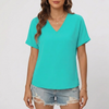 V-Neck Short Sleeve Casual Tee for Woman