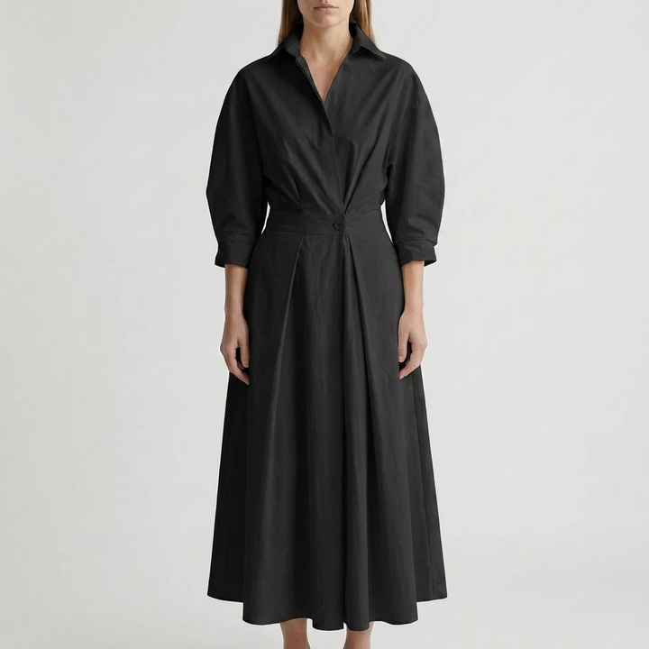 Ankle-Length Button-Front Shirt Dress for Women