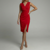 Body-Hugging V-Neck Midi Dress