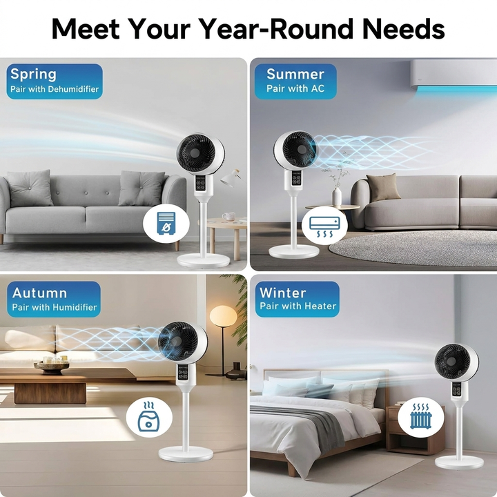 Adjustable pedestal fan with 3D oscillation