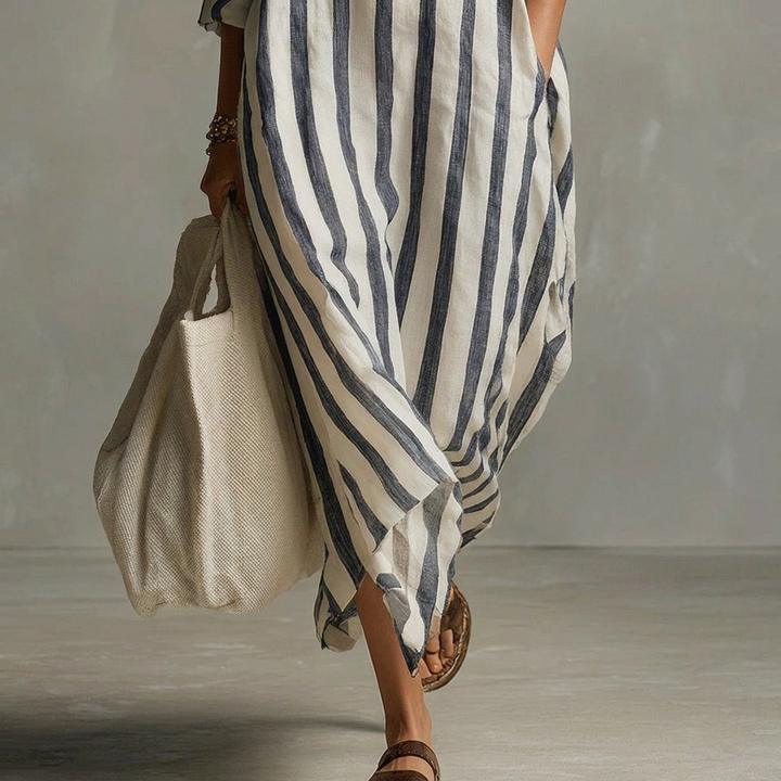 Women's A-line Dress – With Lapel Collar