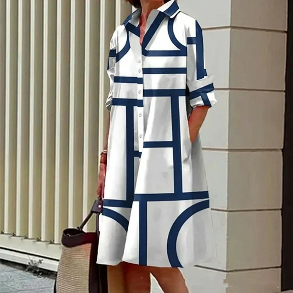 Comfortable Shirt Dress 3D Digital Printing Women&