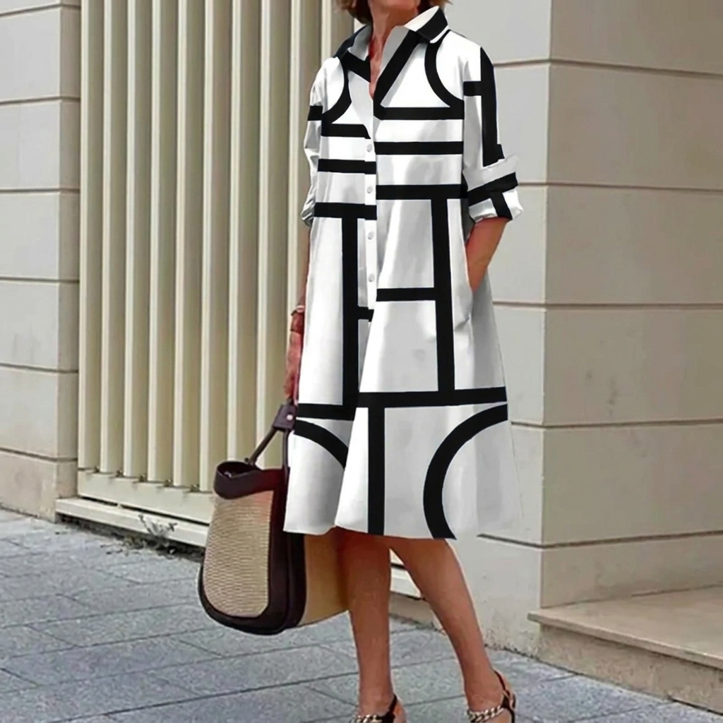 Comfortable Shirt Dress 3D Digital Printing Women&