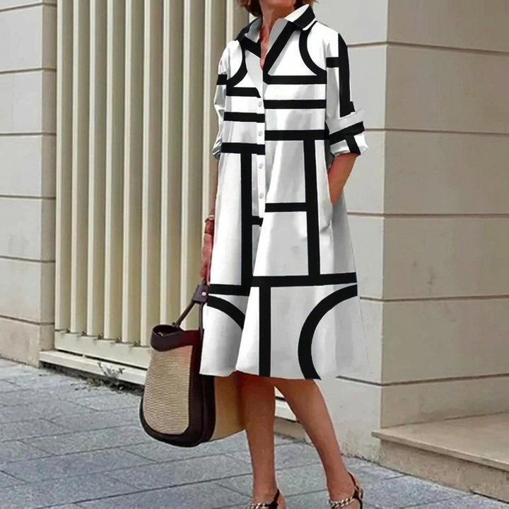 Comfortable Shirt Dress 3D Digital Printing Women&