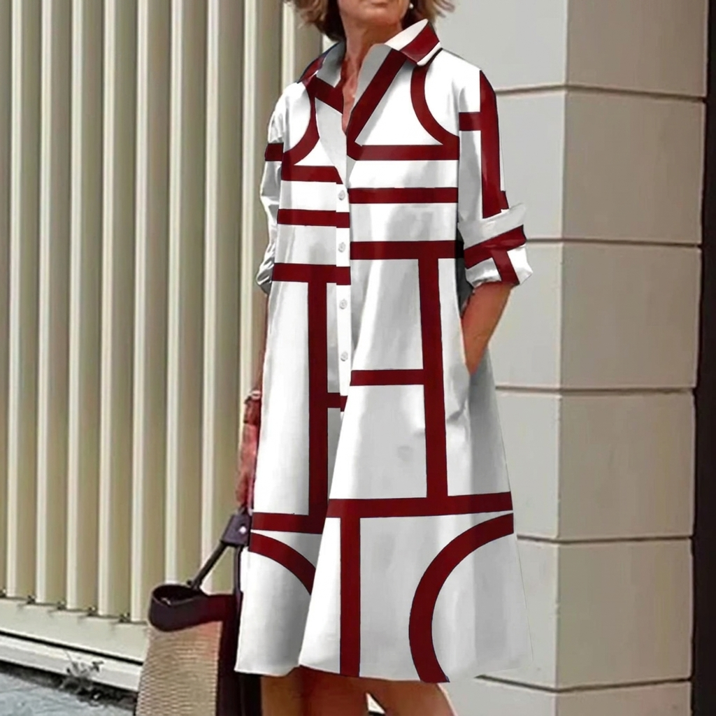 Comfortable Shirt Dress 3D Digital Printing Women&