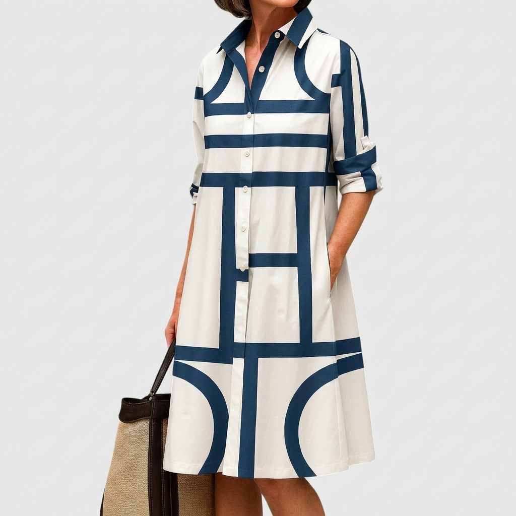 Comfortable Shirt Dress 3D Digital Printing Women&