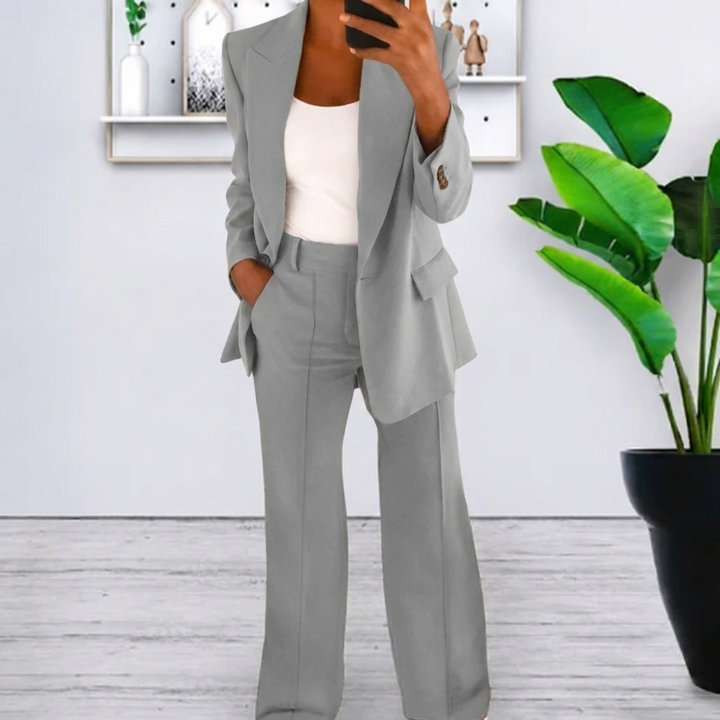 Women’s Lapel Blazer Jacket &amp; Slim Fit Trousers Suit