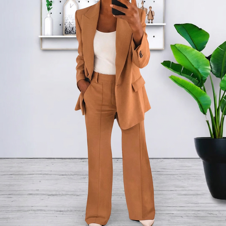 Women’s Lapel Blazer Jacket &amp; Slim Fit Trousers Suit