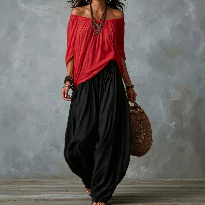 Women’s Loose Fit Top and Wide Leg Pants Set