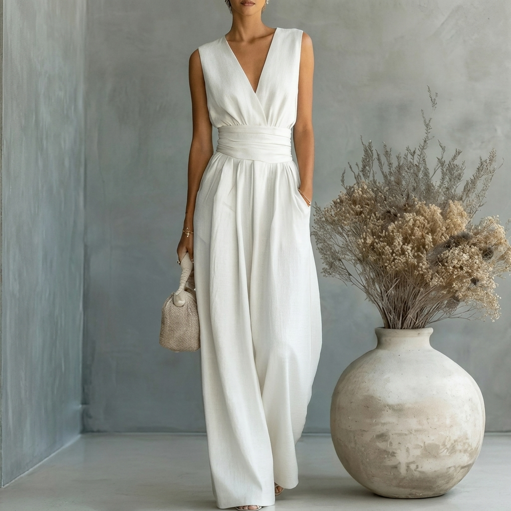 Women’s Slim Fit V-Neck Jumpsuit