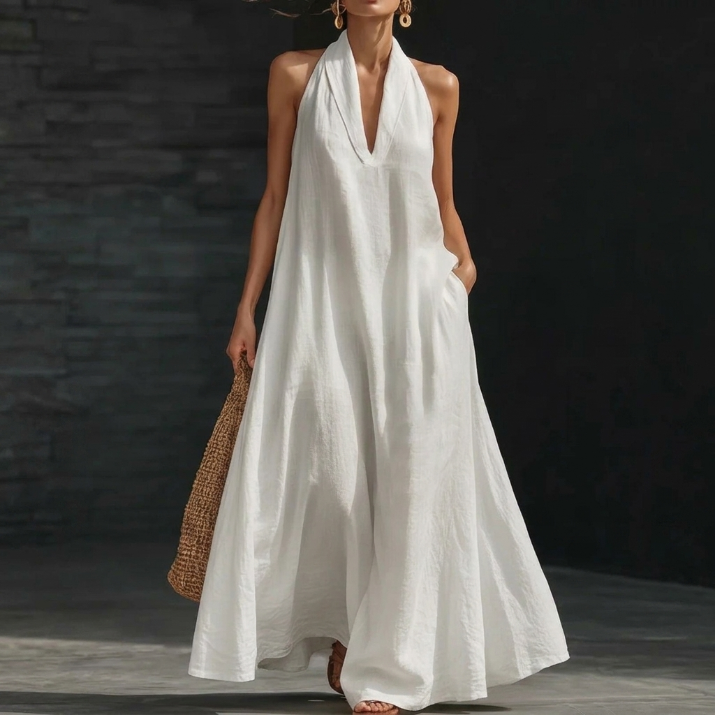 Women’s V-Neck Halter Maxi Dress