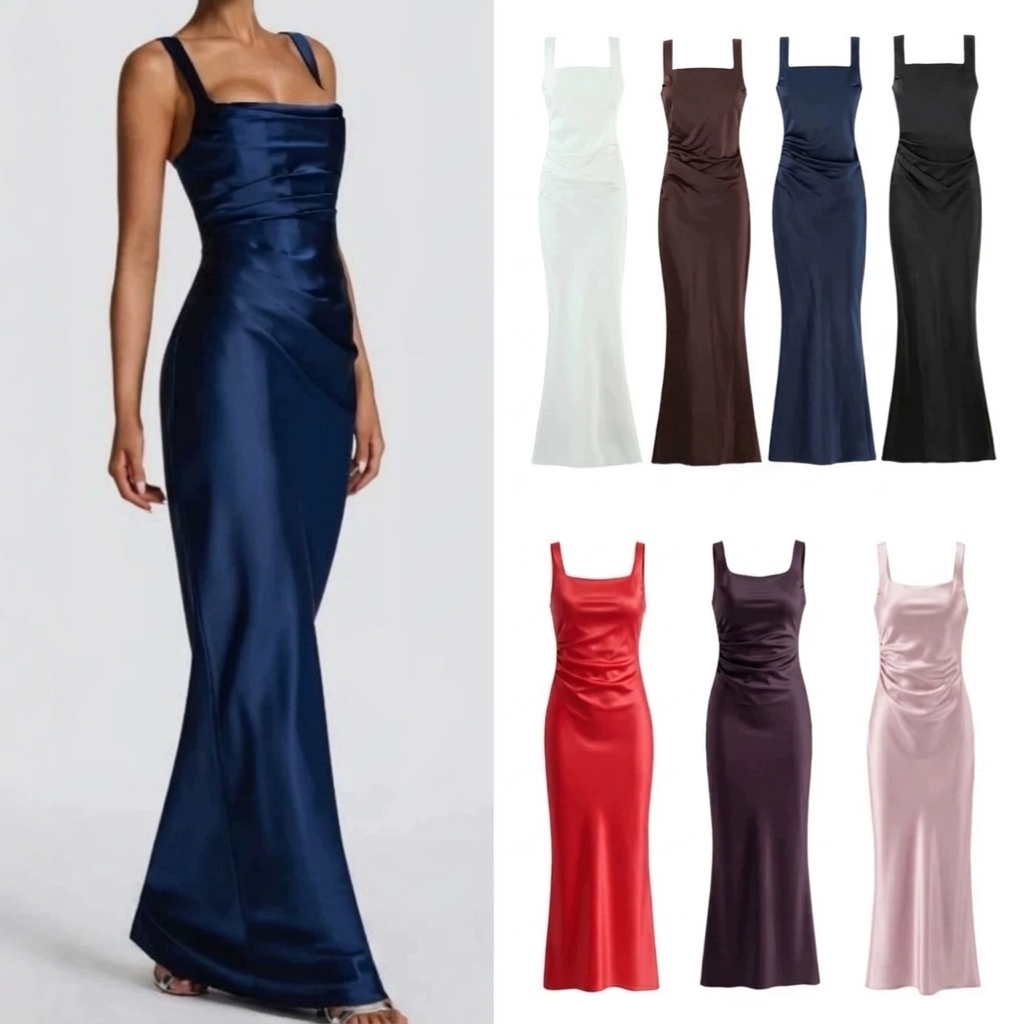 Elegant Strap Waist Long Dress
