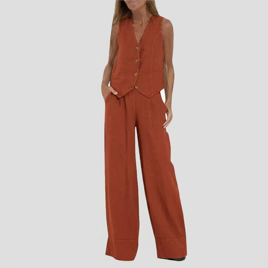 Vest &amp; Wide-Leg Trousers Set