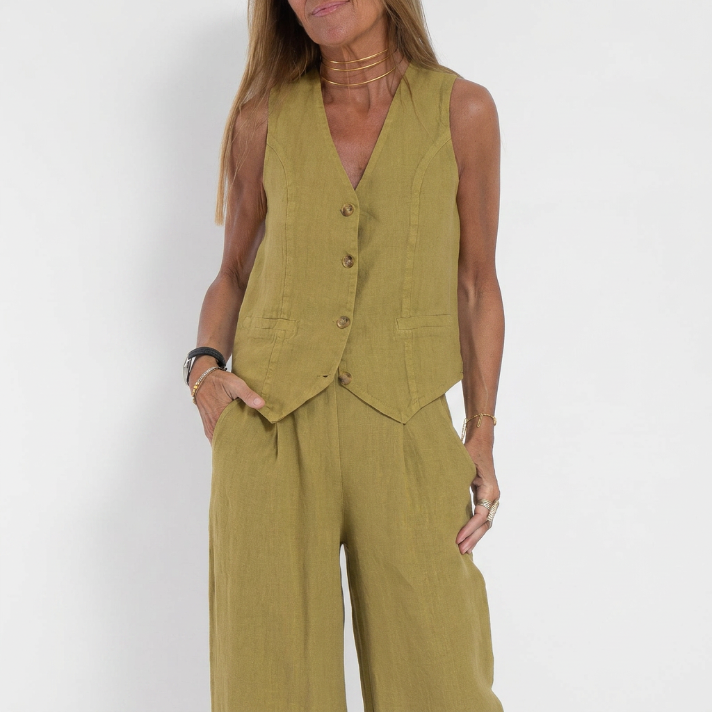 Vest &amp; Wide-Leg Trousers Set