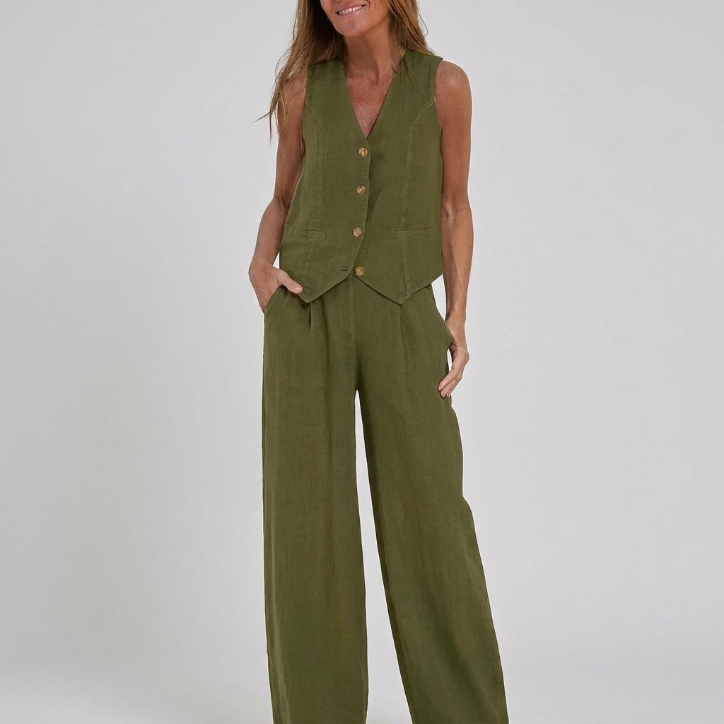 Vest &amp; Wide-Leg Trousers Set