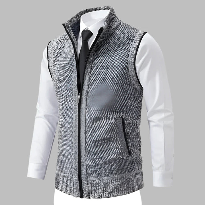 Full-Zip Knit Sweater Vest for Men