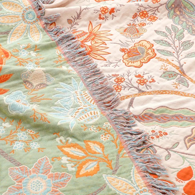 Cozy Floral Throw Blanket floral Boho