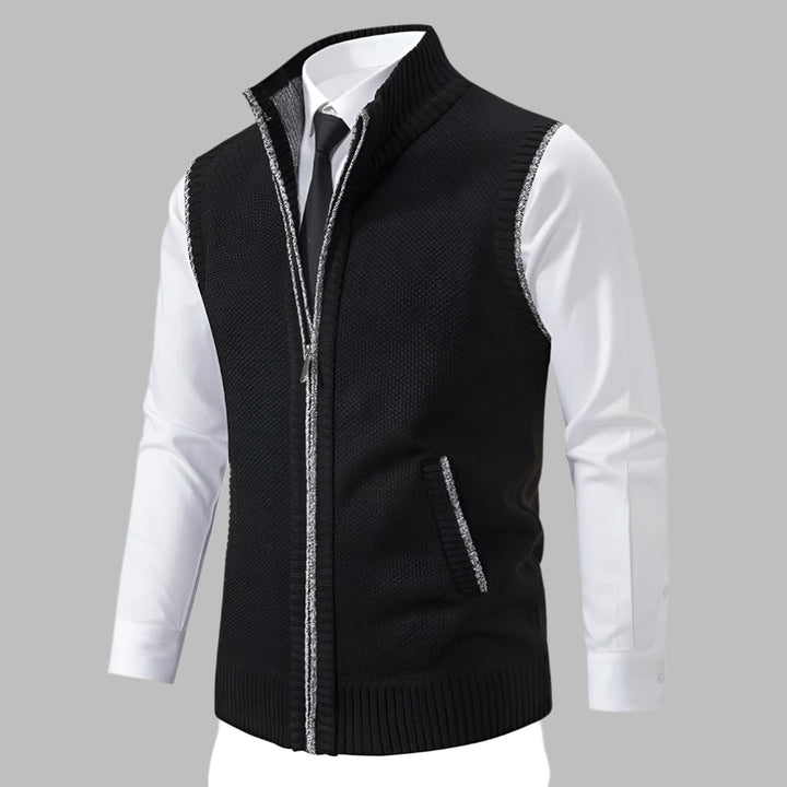 Full-Zip Knit Sweater Vest for Men