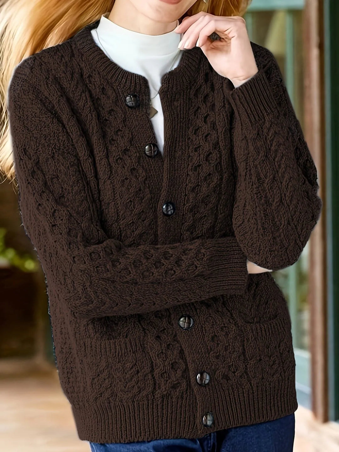 Oriana Women's Textured Button-Front Cardigan
