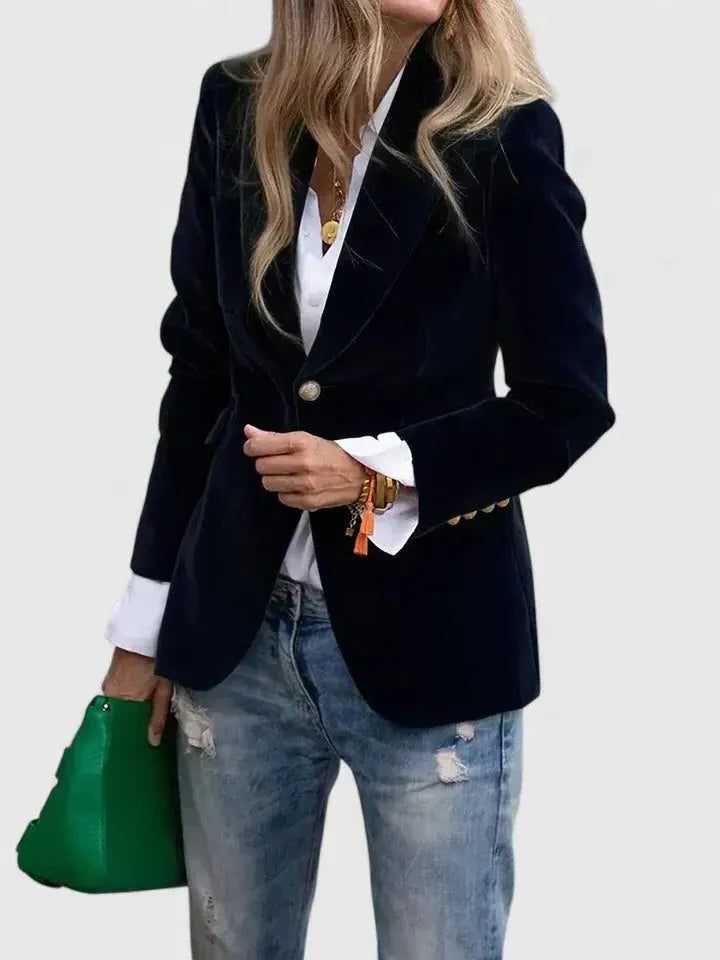 Romaine Women's Velvet Notch Lapel Blazer