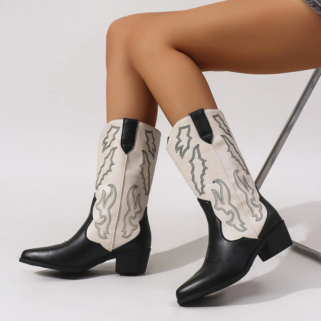 Ronja Women's Embroidered Block Heel Western Boots